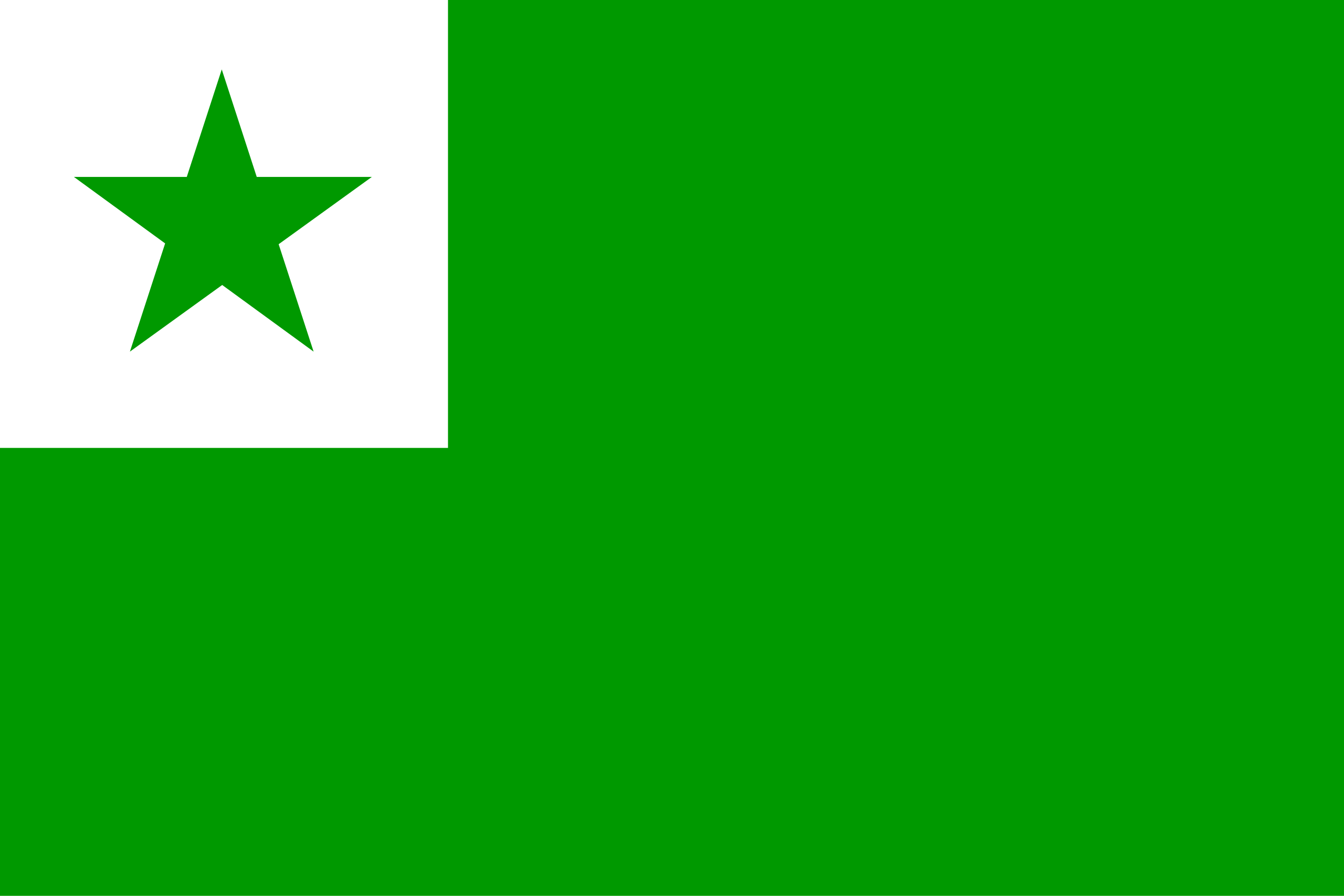 A green flag with a white square in its top-left corner and a green star within that.